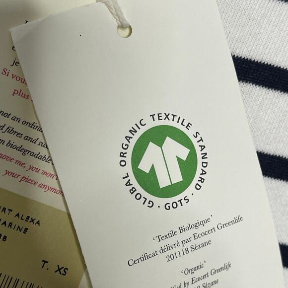 SEZANE STRIPED ORGANIC‎ COTTON SWEATSHIRT SIZE XS NWT - Picture 8 of 10